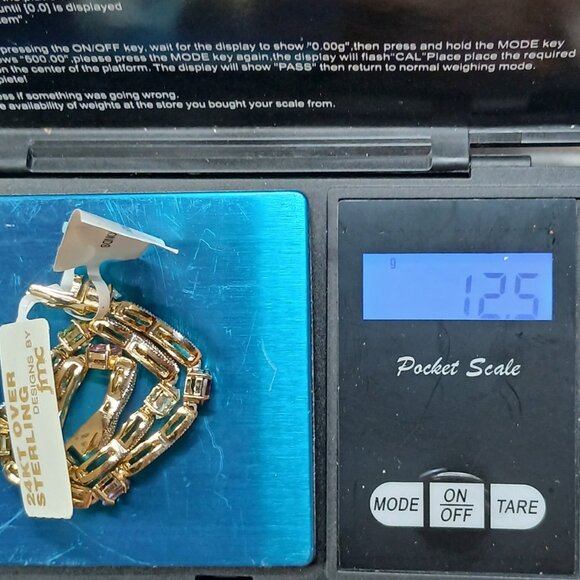 24K Gold Over Sterling Multi Gemstone & Diamond Bracelet 7¾" 12.5g FMC NWT - Picture 2 of 16